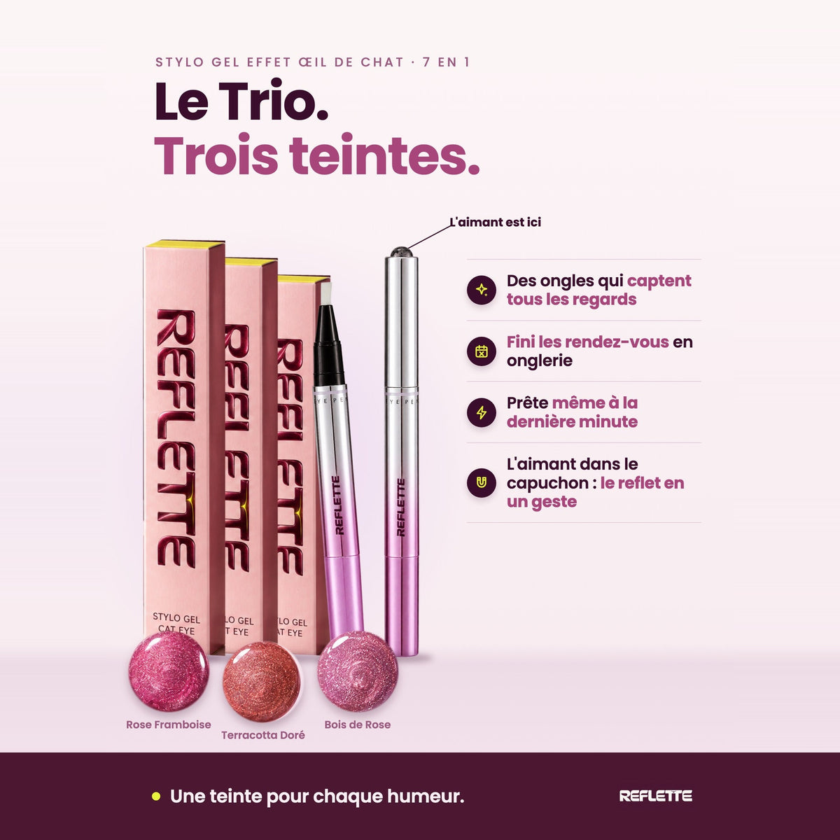 CARRE·6·Le Trio : trois stylos, trois teintes